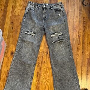 Distressed Gray Denim Jeans NWOT